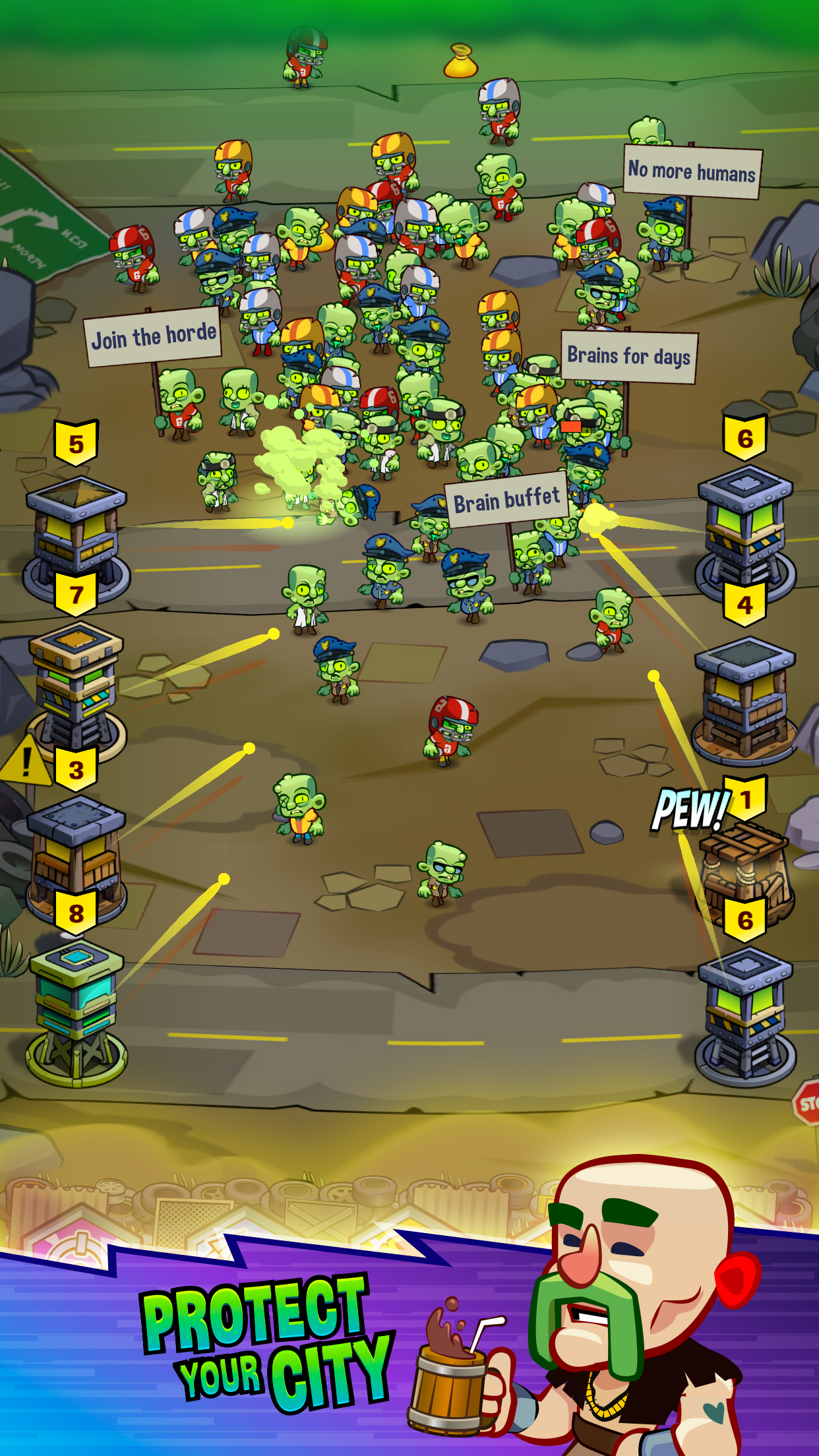 Defend your towers from incoming waves of zombies