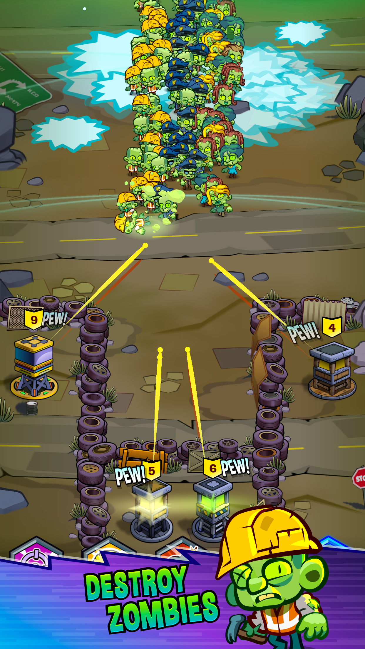 Use powerups like ice, nuke and others to make your defense of towers even better