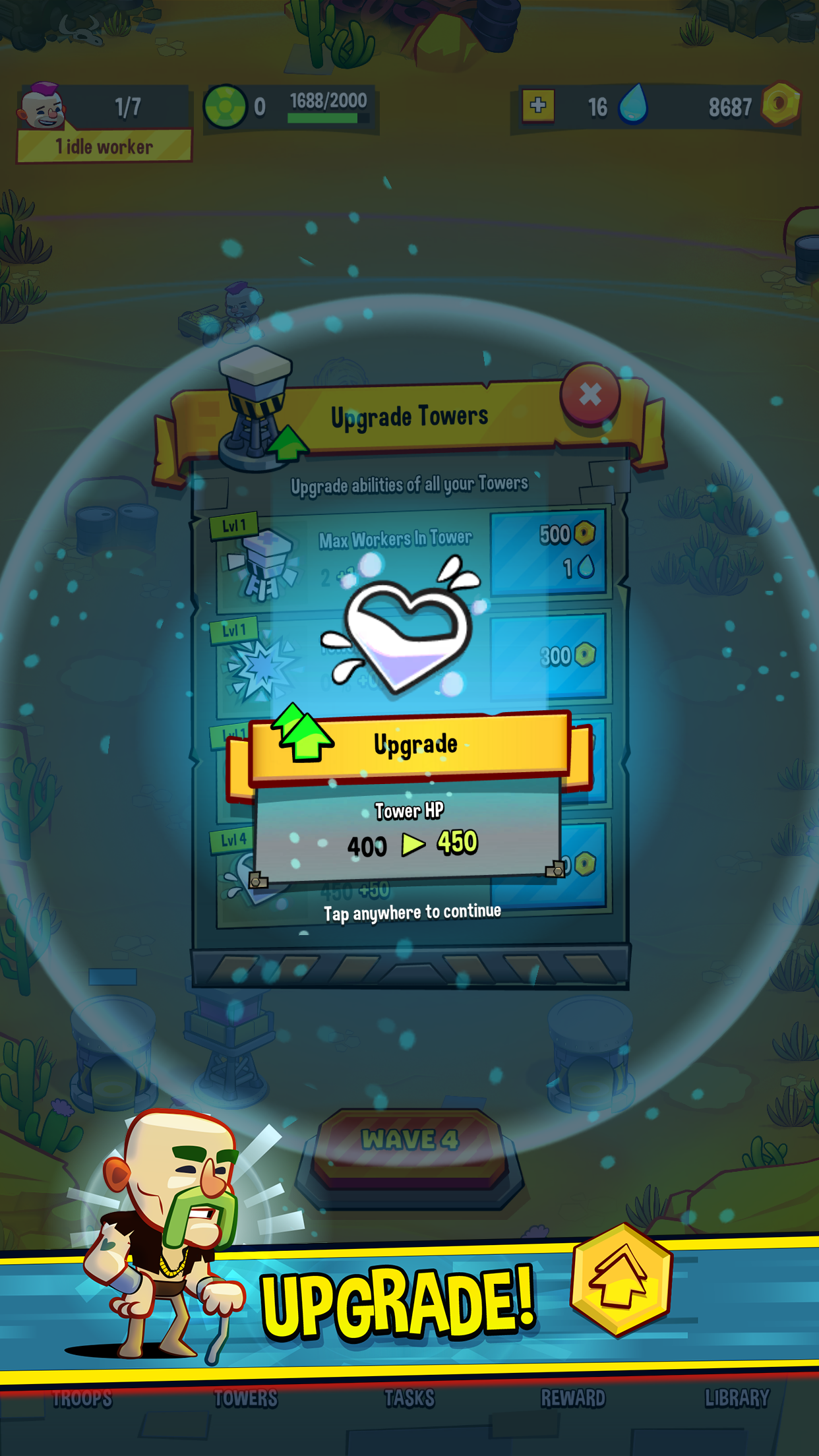 Upgrade towers to make more damage