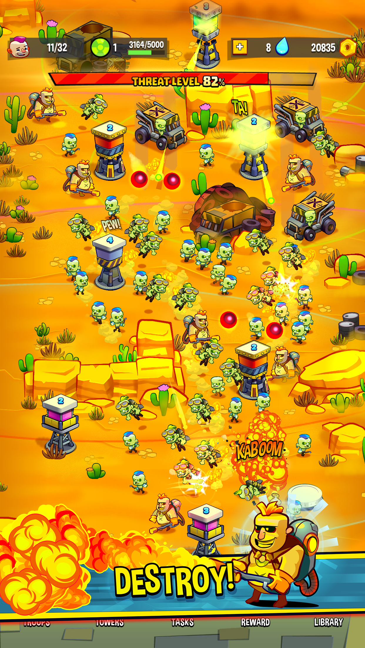 Use different type of towers for protection