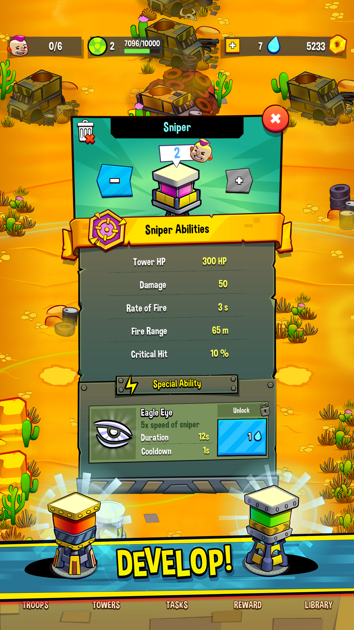 Each tower has special abilities for attack